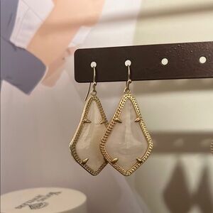 Kendra Scott Gold and Cream Geometric Earrings